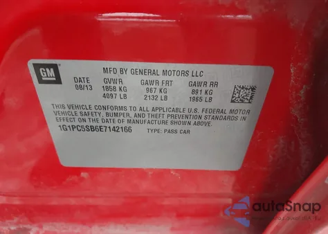 2014 Chevrolet Cruze 1Lt Auto z USA, uszkodzony, nr VIN 1G1PC5SB6E7142166